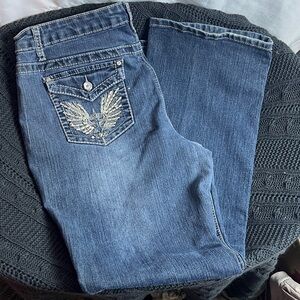 Earl Jeans Denim Flare with Angel Wing Embroidery